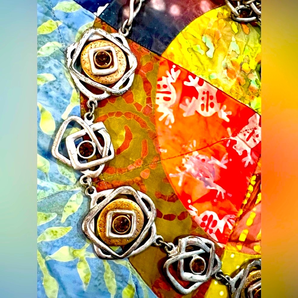 Modern Art Jeweled Belt Mixed Metals
